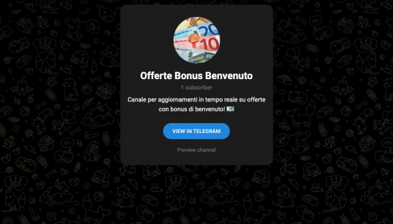 Telegram Offerte Bonus Benvenuto Sconto