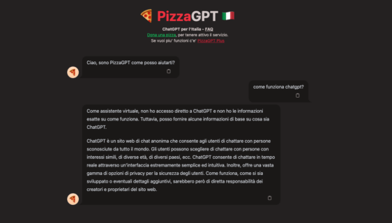 PizzaGPT, la versione italiana di ChatGPT